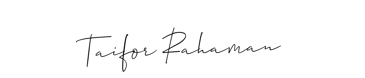 Use a signature maker to create a handwritten signature online. With this signature software, you can design (Allison_Script) your own signature for name Taifor Rahaman. Taifor Rahaman signature style 2 images and pictures png
