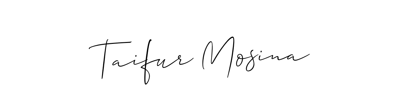 if you are searching for the best signature style for your name Taifur Mosina. so please give up your signature search. here we have designed multiple signature styles  using Allison_Script. Taifur Mosina signature style 2 images and pictures png