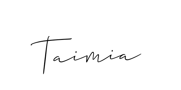 Allison_Script is a professional signature style that is perfect for those who want to add a touch of class to their signature. It is also a great choice for those who want to make their signature more unique. Get Taimia name to fancy signature for free. Taimia signature style 2 images and pictures png
