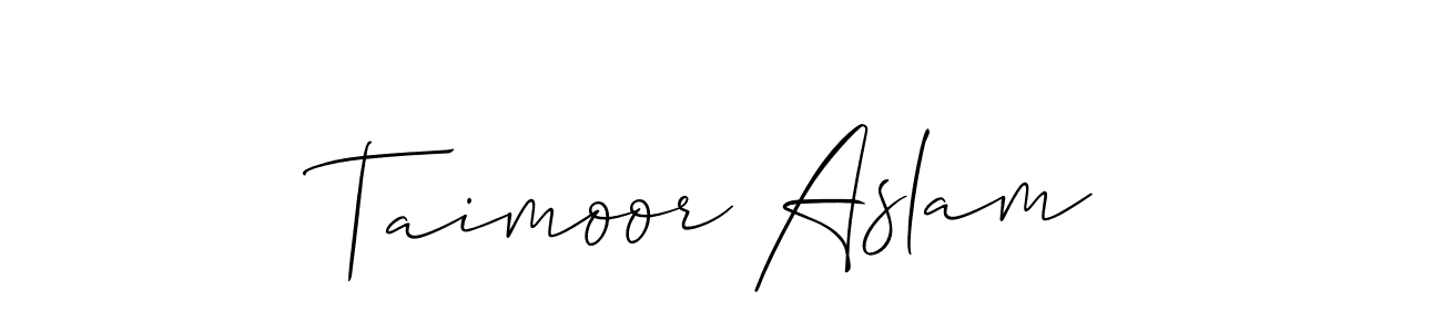 You should practise on your own different ways (Allison_Script) to write your name (Taimoor Aslam) in signature. don't let someone else do it for you. Taimoor Aslam signature style 2 images and pictures png