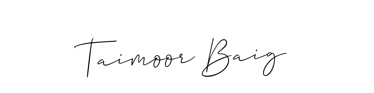 The best way (Allison_Script) to make a short signature is to pick only two or three words in your name. The name Taimoor Baig include a total of six letters. For converting this name. Taimoor Baig signature style 2 images and pictures png