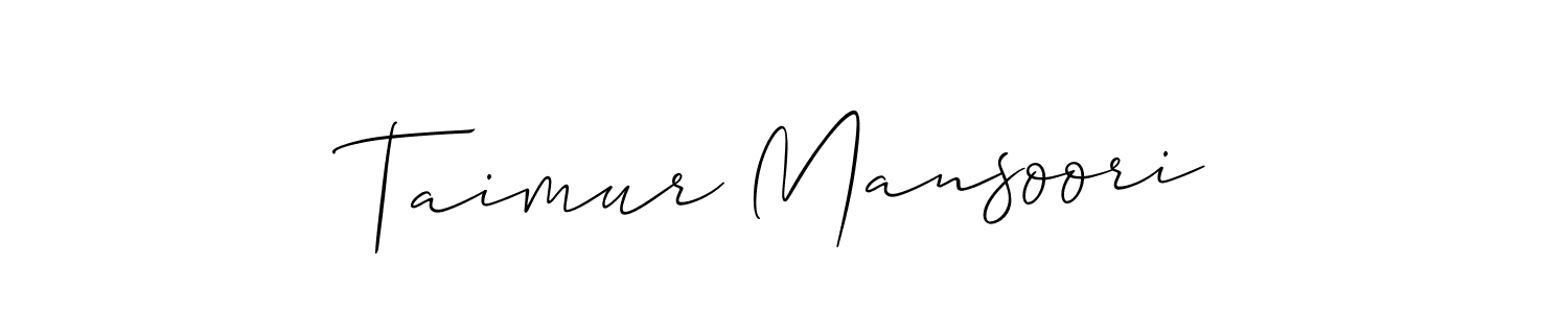 How to make Taimur Mansoori name signature. Use Allison_Script style for creating short signs online. This is the latest handwritten sign. Taimur Mansoori signature style 2 images and pictures png