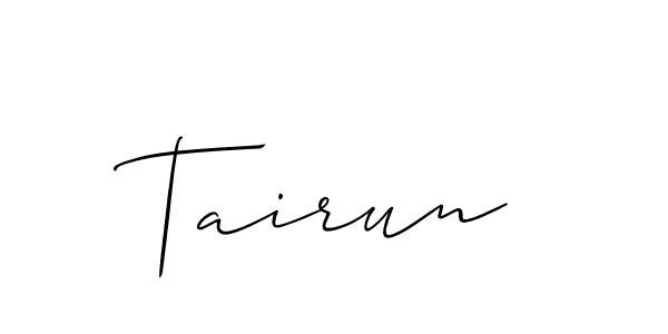 Allison_Script is a professional signature style that is perfect for those who want to add a touch of class to their signature. It is also a great choice for those who want to make their signature more unique. Get Tairun name to fancy signature for free. Tairun signature style 2 images and pictures png