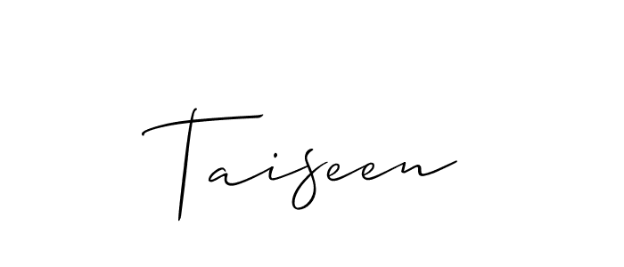 The best way (Allison_Script) to make a short signature is to pick only two or three words in your name. The name Taiseen include a total of six letters. For converting this name. Taiseen signature style 2 images and pictures png