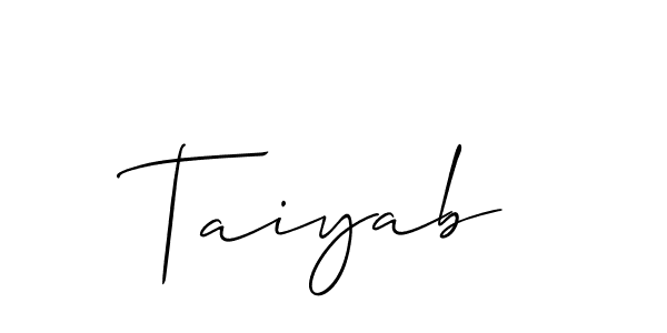 Also we have Taiyab name is the best signature style. Create professional handwritten signature collection using Allison_Script autograph style. Taiyab signature style 2 images and pictures png