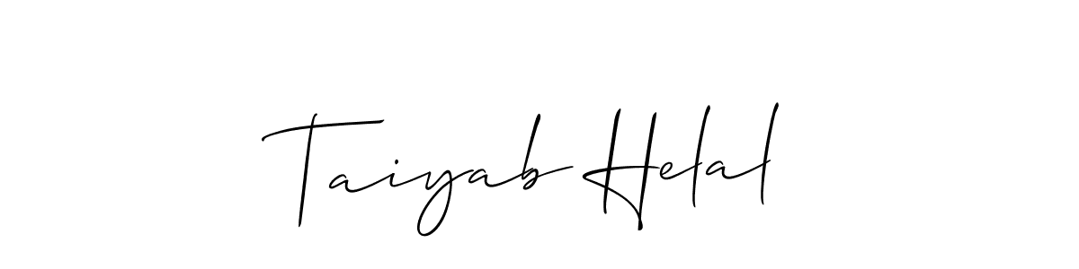 The best way (Allison_Script) to make a short signature is to pick only two or three words in your name. The name Taiyab Helal include a total of six letters. For converting this name. Taiyab Helal signature style 2 images and pictures png