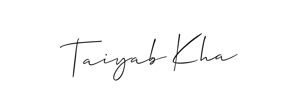 Allison_Script is a professional signature style that is perfect for those who want to add a touch of class to their signature. It is also a great choice for those who want to make their signature more unique. Get Taiyab Kha name to fancy signature for free. Taiyab Kha signature style 2 images and pictures png