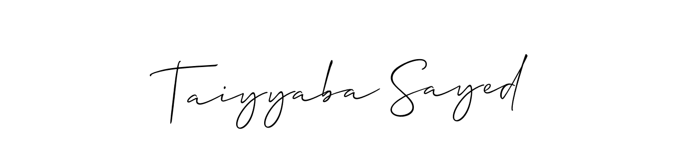 Use a signature maker to create a handwritten signature online. With this signature software, you can design (Allison_Script) your own signature for name Taiyyaba Sayed. Taiyyaba Sayed signature style 2 images and pictures png