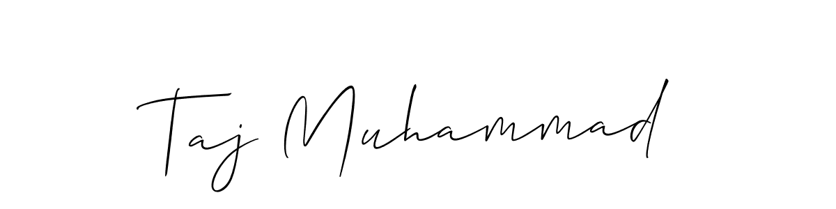 How to make Taj Muhammad name signature. Use Allison_Script style for creating short signs online. This is the latest handwritten sign. Taj Muhammad signature style 2 images and pictures png