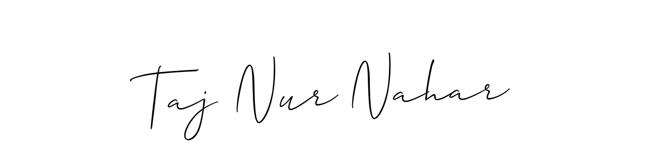 Taj Nur Nahar stylish signature style. Best Handwritten Sign (Allison_Script) for my name. Handwritten Signature Collection Ideas for my name Taj Nur Nahar. Taj Nur Nahar signature style 2 images and pictures png