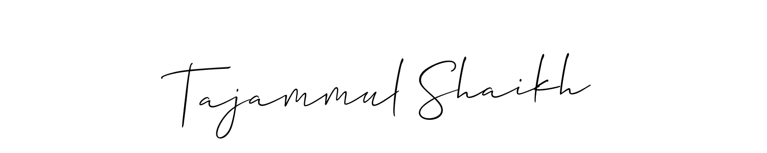 Also You can easily find your signature by using the search form. We will create Tajammul Shaikh name handwritten signature images for you free of cost using Allison_Script sign style. Tajammul Shaikh signature style 2 images and pictures png