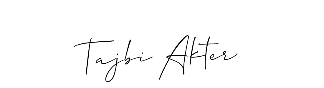 The best way (Allison_Script) to make a short signature is to pick only two or three words in your name. The name Tajbi Akter include a total of six letters. For converting this name. Tajbi Akter signature style 2 images and pictures png