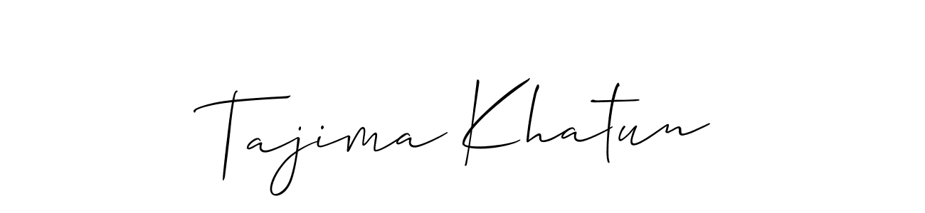 The best way (Allison_Script) to make a short signature is to pick only two or three words in your name. The name Tajima Khatun include a total of six letters. For converting this name. Tajima Khatun signature style 2 images and pictures png