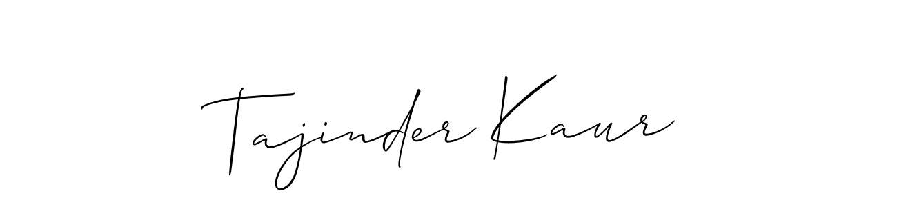 Make a beautiful signature design for name Tajinder Kaur. With this signature (Allison_Script) style, you can create a handwritten signature for free. Tajinder Kaur signature style 2 images and pictures png