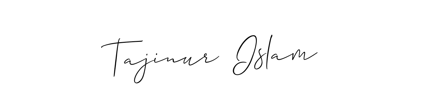 Create a beautiful signature design for name Tajinur  Islam. With this signature (Allison_Script) fonts, you can make a handwritten signature for free. Tajinur  Islam signature style 2 images and pictures png