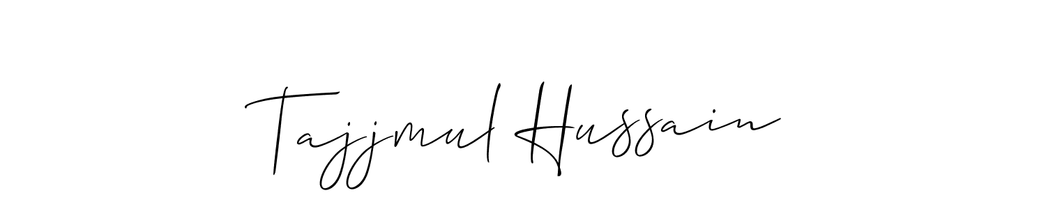 if you are searching for the best signature style for your name Tajjmul Hussain. so please give up your signature search. here we have designed multiple signature styles  using Allison_Script. Tajjmul Hussain signature style 2 images and pictures png