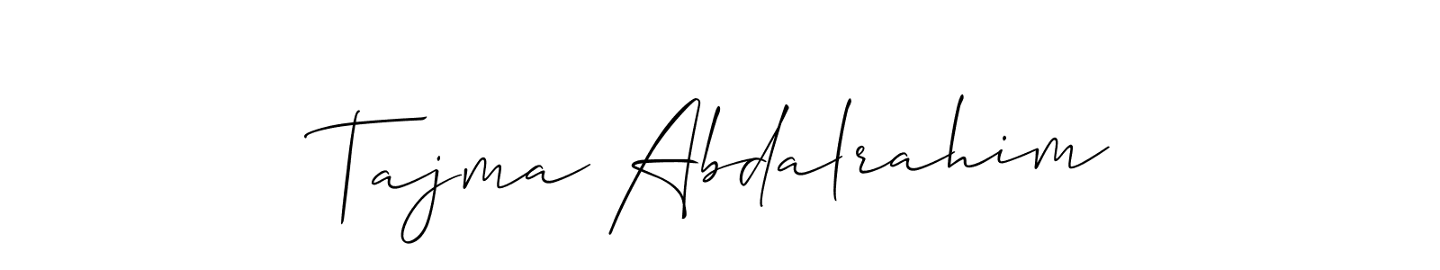 Make a beautiful signature design for name Tajma Abdalrahim. With this signature (Allison_Script) style, you can create a handwritten signature for free. Tajma Abdalrahim signature style 2 images and pictures png
