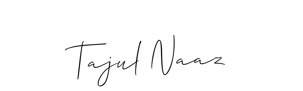 The best way (Allison_Script) to make a short signature is to pick only two or three words in your name. The name Tajul Naaz include a total of six letters. For converting this name. Tajul Naaz signature style 2 images and pictures png
