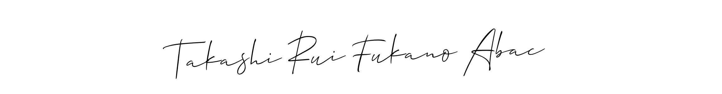 Make a beautiful signature design for name Takashi Rui Fukano Abac. With this signature (Allison_Script) style, you can create a handwritten signature for free. Takashi Rui Fukano Abac signature style 2 images and pictures png