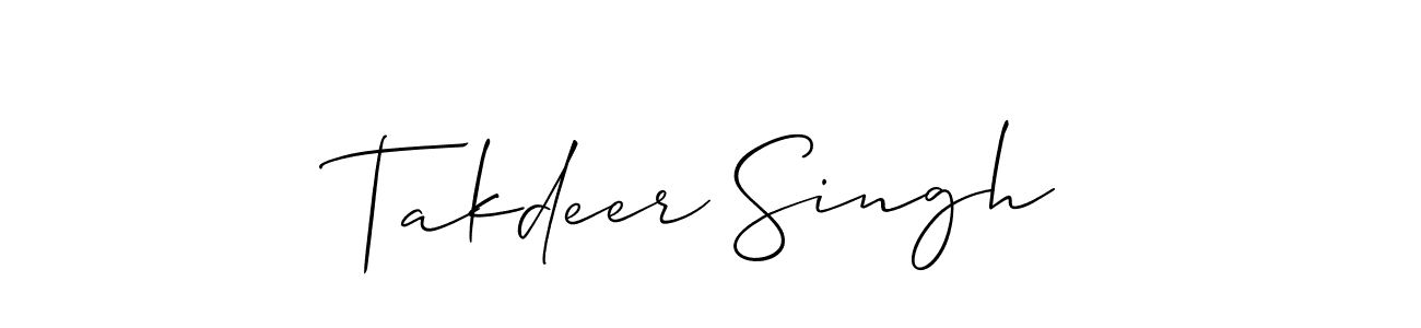 Make a beautiful signature design for name Takdeer Singh. With this signature (Allison_Script) style, you can create a handwritten signature for free. Takdeer Singh signature style 2 images and pictures png