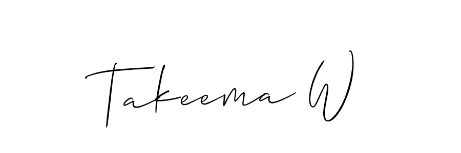 How to make Takeema W signature? Allison_Script is a professional autograph style. Create handwritten signature for Takeema W name. Takeema W signature style 2 images and pictures png