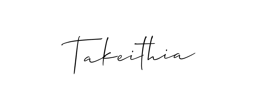 Create a beautiful signature design for name Takeithia. With this signature (Allison_Script) fonts, you can make a handwritten signature for free. Takeithia signature style 2 images and pictures png