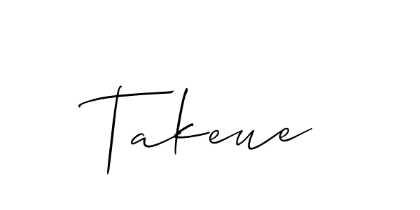How to make Takeue signature? Allison_Script is a professional autograph style. Create handwritten signature for Takeue name. Takeue signature style 2 images and pictures png
