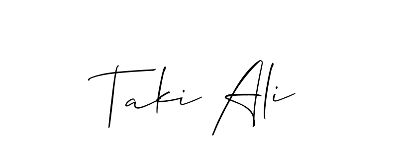 Also we have Taki Ali name is the best signature style. Create professional handwritten signature collection using Allison_Script autograph style. Taki Ali signature style 2 images and pictures png