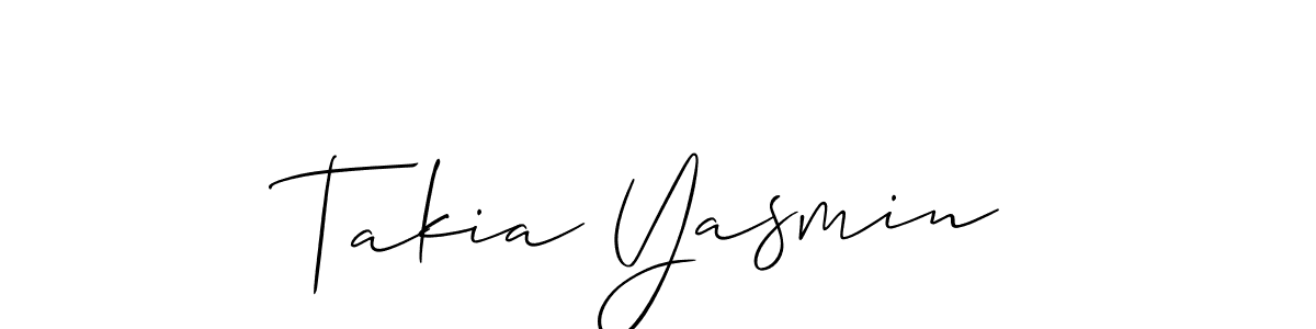 Design your own signature with our free online signature maker. With this signature software, you can create a handwritten (Allison_Script) signature for name Takia Yasmin. Takia Yasmin signature style 2 images and pictures png