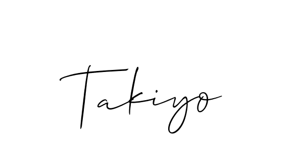 Use a signature maker to create a handwritten signature online. With this signature software, you can design (Allison_Script) your own signature for name Takiyo. Takiyo signature style 2 images and pictures png