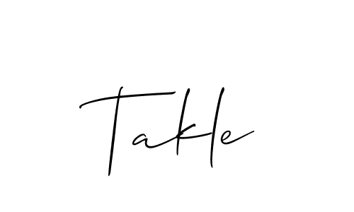 Design your own signature with our free online signature maker. With this signature software, you can create a handwritten (Allison_Script) signature for name Takle. Takle signature style 2 images and pictures png