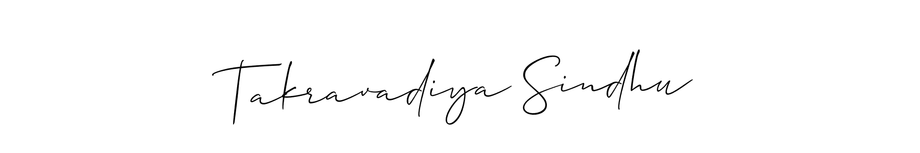 Make a short Takravadiya Sindhu signature style. Manage your documents anywhere anytime using Allison_Script. Create and add eSignatures, submit forms, share and send files easily. Takravadiya Sindhu signature style 2 images and pictures png