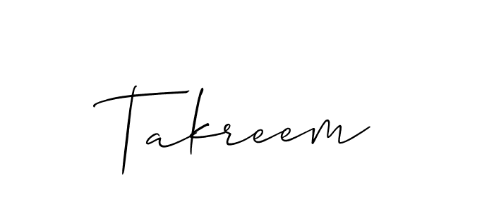 if you are searching for the best signature style for your name Takreem. so please give up your signature search. here we have designed multiple signature styles  using Allison_Script. Takreem signature style 2 images and pictures png