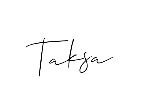 The best way (Allison_Script) to make a short signature is to pick only two or three words in your name. The name Taksa include a total of six letters. For converting this name. Taksa signature style 2 images and pictures png