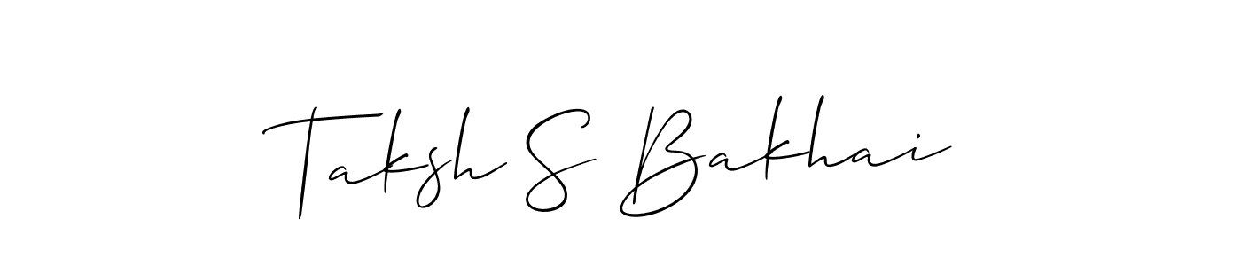 Also we have Taksh S Bakhai name is the best signature style. Create professional handwritten signature collection using Allison_Script autograph style. Taksh S Bakhai signature style 2 images and pictures png