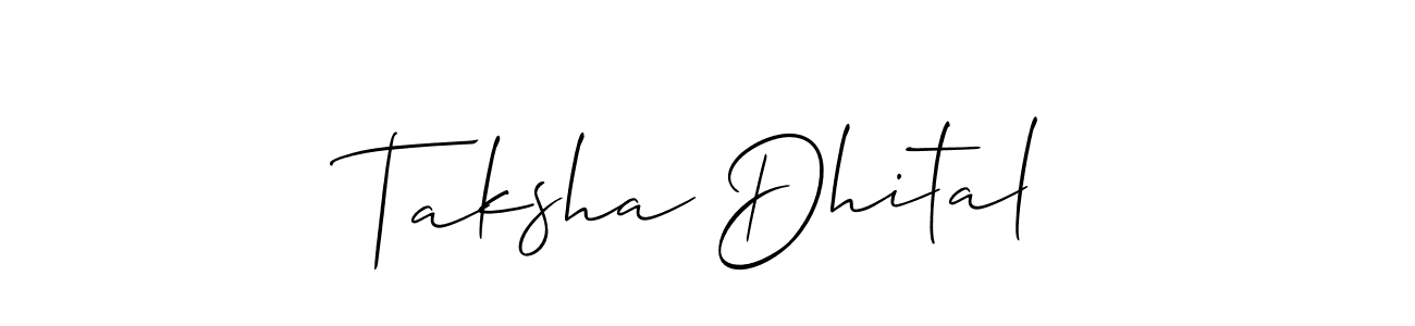 The best way (Allison_Script) to make a short signature is to pick only two or three words in your name. The name Taksha Dhital include a total of six letters. For converting this name. Taksha Dhital signature style 2 images and pictures png