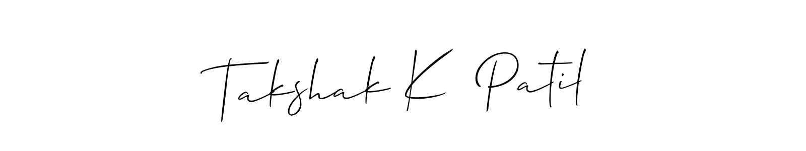 Similarly Allison_Script is the best handwritten signature design. Signature creator online .You can use it as an online autograph creator for name Takshak K  Patil. Takshak K  Patil signature style 2 images and pictures png