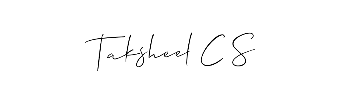 Taksheel C S stylish signature style. Best Handwritten Sign (Allison_Script) for my name. Handwritten Signature Collection Ideas for my name Taksheel C S. Taksheel C S signature style 2 images and pictures png
