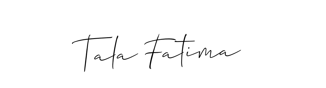 Create a beautiful signature design for name Tala Fatima. With this signature (Allison_Script) fonts, you can make a handwritten signature for free. Tala Fatima signature style 2 images and pictures png