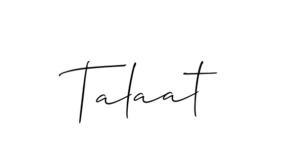 Use a signature maker to create a handwritten signature online. With this signature software, you can design (Allison_Script) your own signature for name Talaat. Talaat signature style 2 images and pictures png