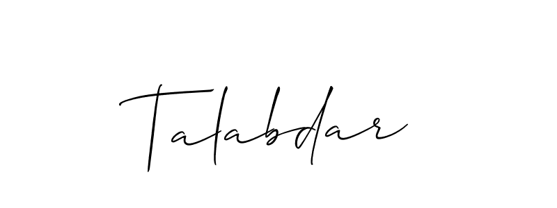 Best and Professional Signature Style for Talabdar. Allison_Script Best Signature Style Collection. Talabdar signature style 2 images and pictures png