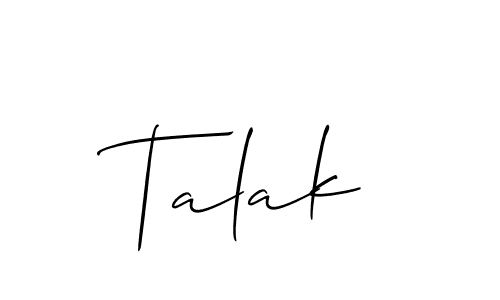 How to make Talak signature? Allison_Script is a professional autograph style. Create handwritten signature for Talak name. Talak signature style 2 images and pictures png