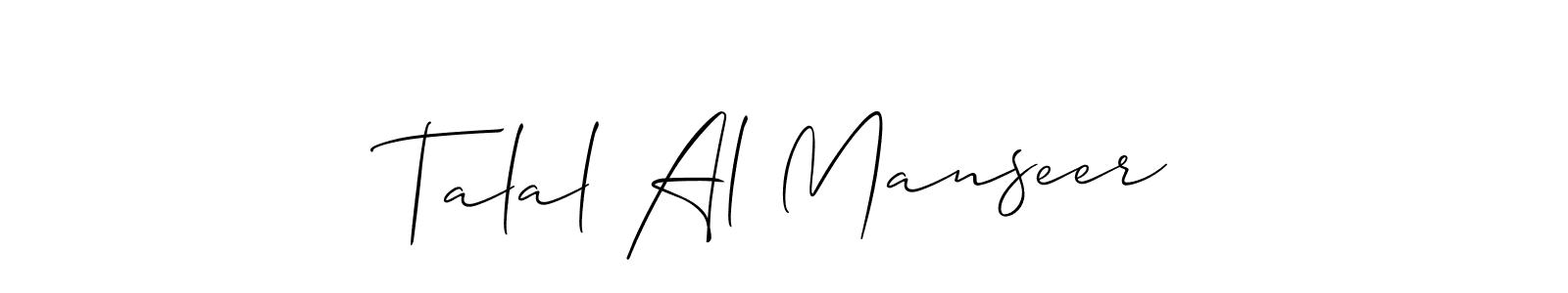 Use a signature maker to create a handwritten signature online. With this signature software, you can design (Allison_Script) your own signature for name Talal Al Manseer. Talal Al Manseer signature style 2 images and pictures png