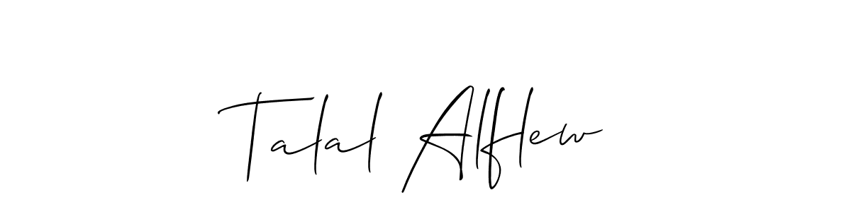 Allison_Script is a professional signature style that is perfect for those who want to add a touch of class to their signature. It is also a great choice for those who want to make their signature more unique. Get Talal Alflew name to fancy signature for free. Talal Alflew signature style 2 images and pictures png