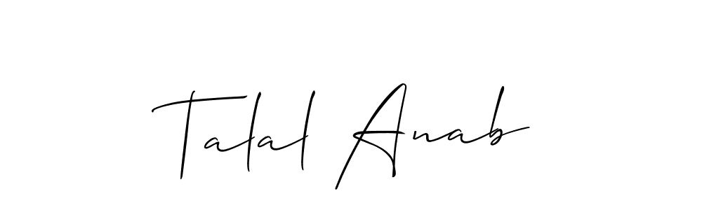 Once you've used our free online signature maker to create your best signature Allison_Script style, it's time to enjoy all of the benefits that Talal Anab name signing documents. Talal Anab signature style 2 images and pictures png