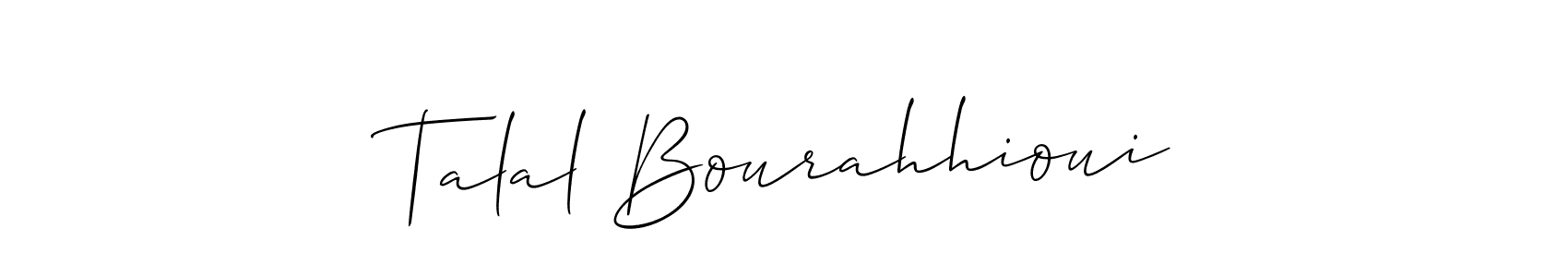 Also You can easily find your signature by using the search form. We will create Talal Bourahhioui name handwritten signature images for you free of cost using Allison_Script sign style. Talal Bourahhioui signature style 2 images and pictures png