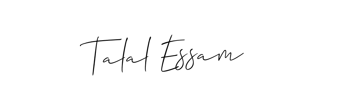 if you are searching for the best signature style for your name Talal Essam. so please give up your signature search. here we have designed multiple signature styles  using Allison_Script. Talal Essam signature style 2 images and pictures png