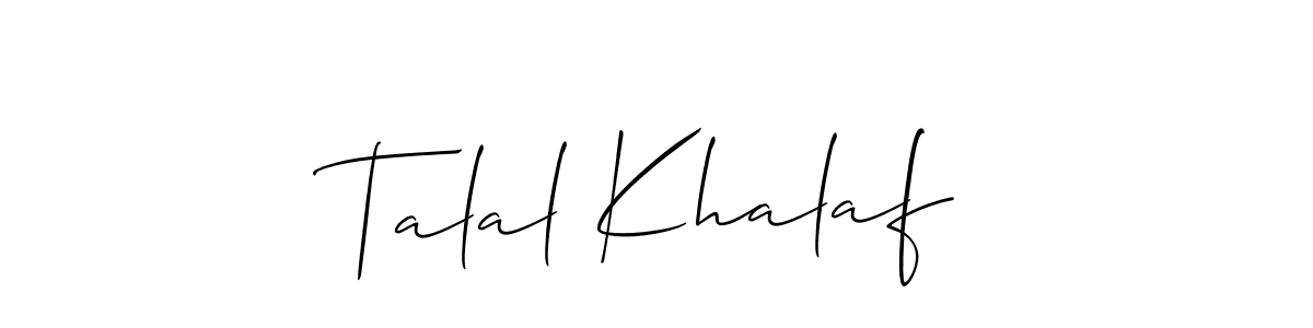 Make a short Talal Khalaf signature style. Manage your documents anywhere anytime using Allison_Script. Create and add eSignatures, submit forms, share and send files easily. Talal Khalaf signature style 2 images and pictures png