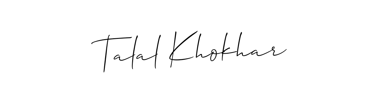 Make a short Talal Khokhar signature style. Manage your documents anywhere anytime using Allison_Script. Create and add eSignatures, submit forms, share and send files easily. Talal Khokhar signature style 2 images and pictures png