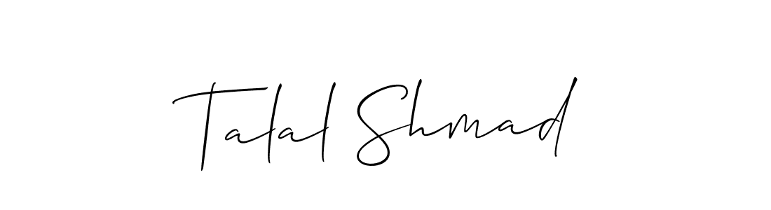 Also You can easily find your signature by using the search form. We will create Talal Shmad name handwritten signature images for you free of cost using Allison_Script sign style. Talal Shmad signature style 2 images and pictures png